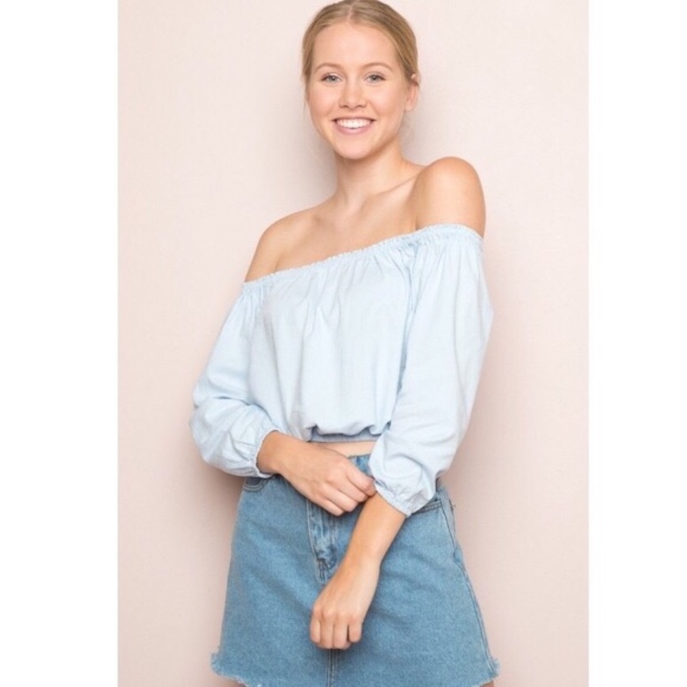 BRANDY MELVILLE CROPPED LONG SLEEVE OFF SHOULDER